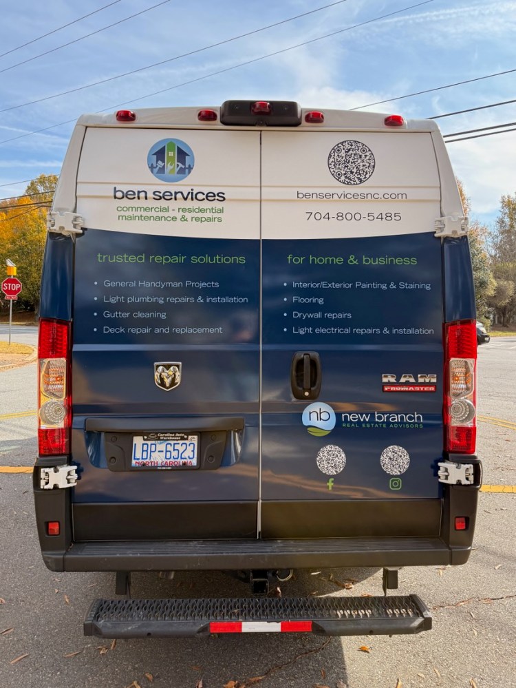 Service van with full vehicle wrap